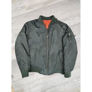 Authentic MIL-TEC MA-1 Flight Jacket Sage Green Bomber Reversible Orange - Small